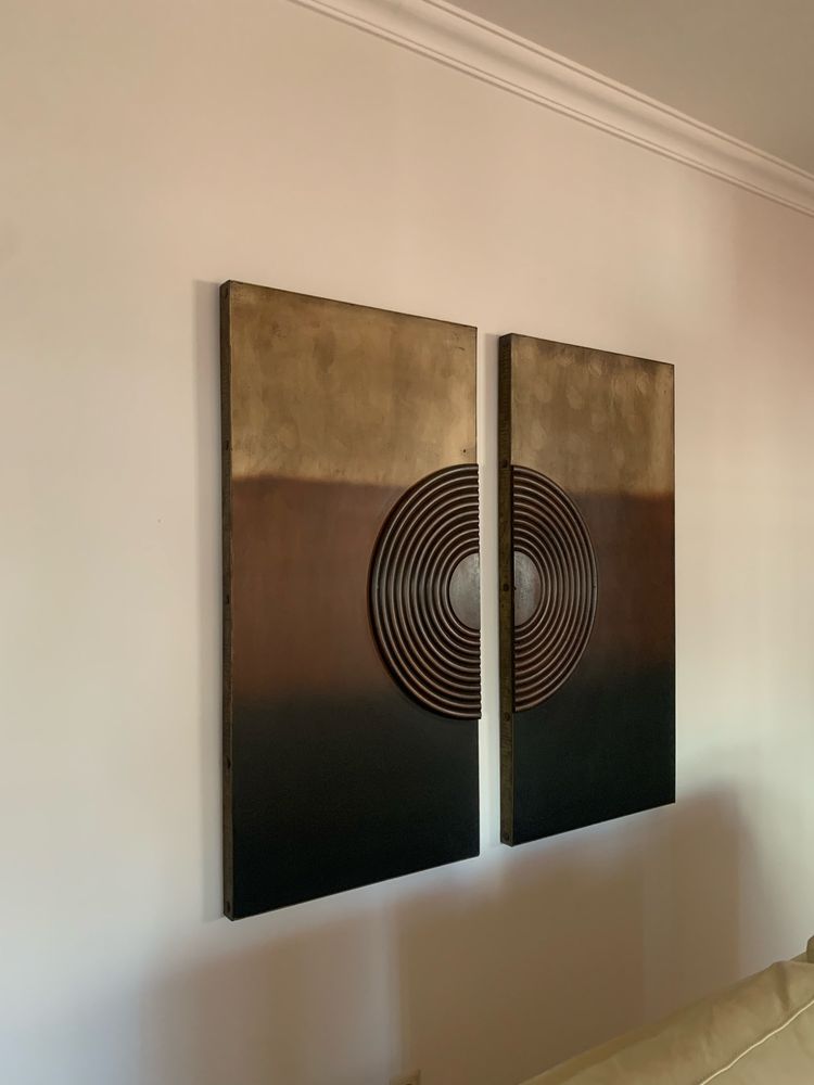 Quadro duplo em tons de castanho