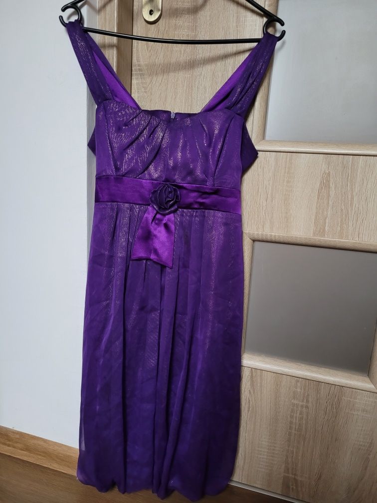 Fioletowa sukienka błyszcząca "bombka"  S/M