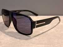 HUGO BOSS_męskie czarne okulary przeciwsłoneczne srebrne logo nowe