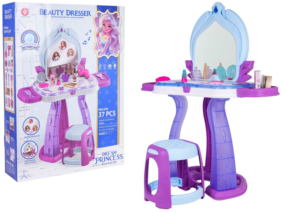 Toaletka Funkcja Świateł Dźwięku Krzesełko Akcesoria Suszarka 922-226