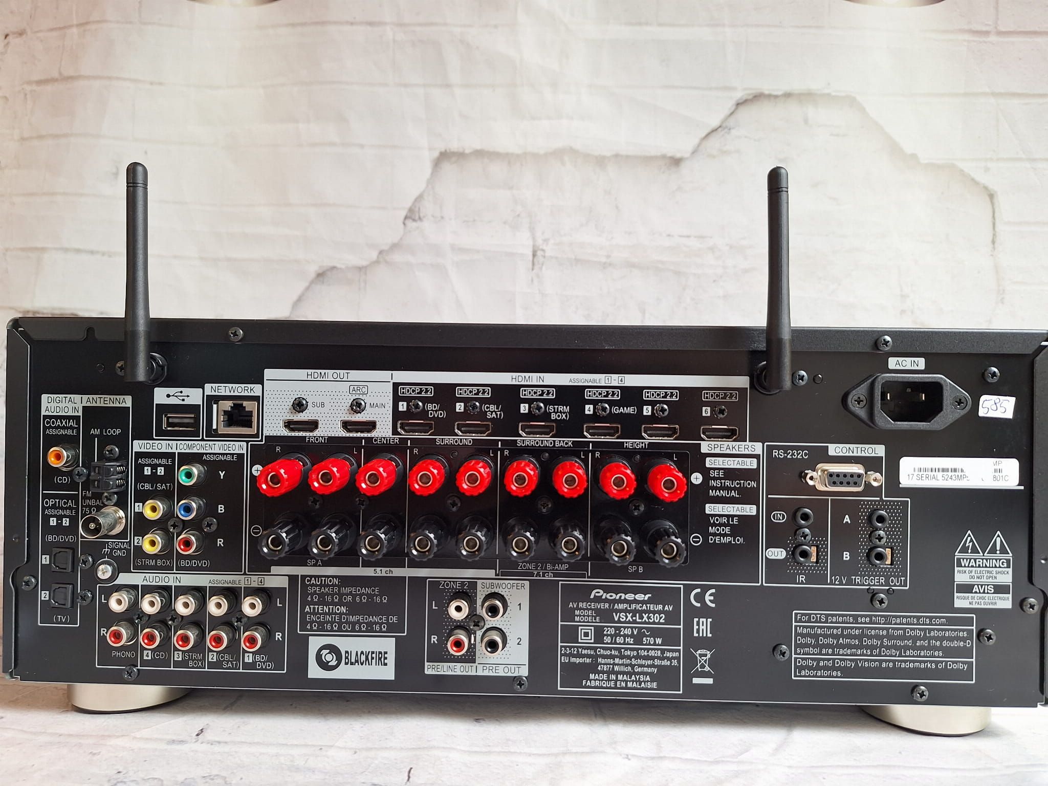 Pioneer VSX-LX302 Mocny Wi-fi BT 4k/60P Dolby Atmos Vision ARC