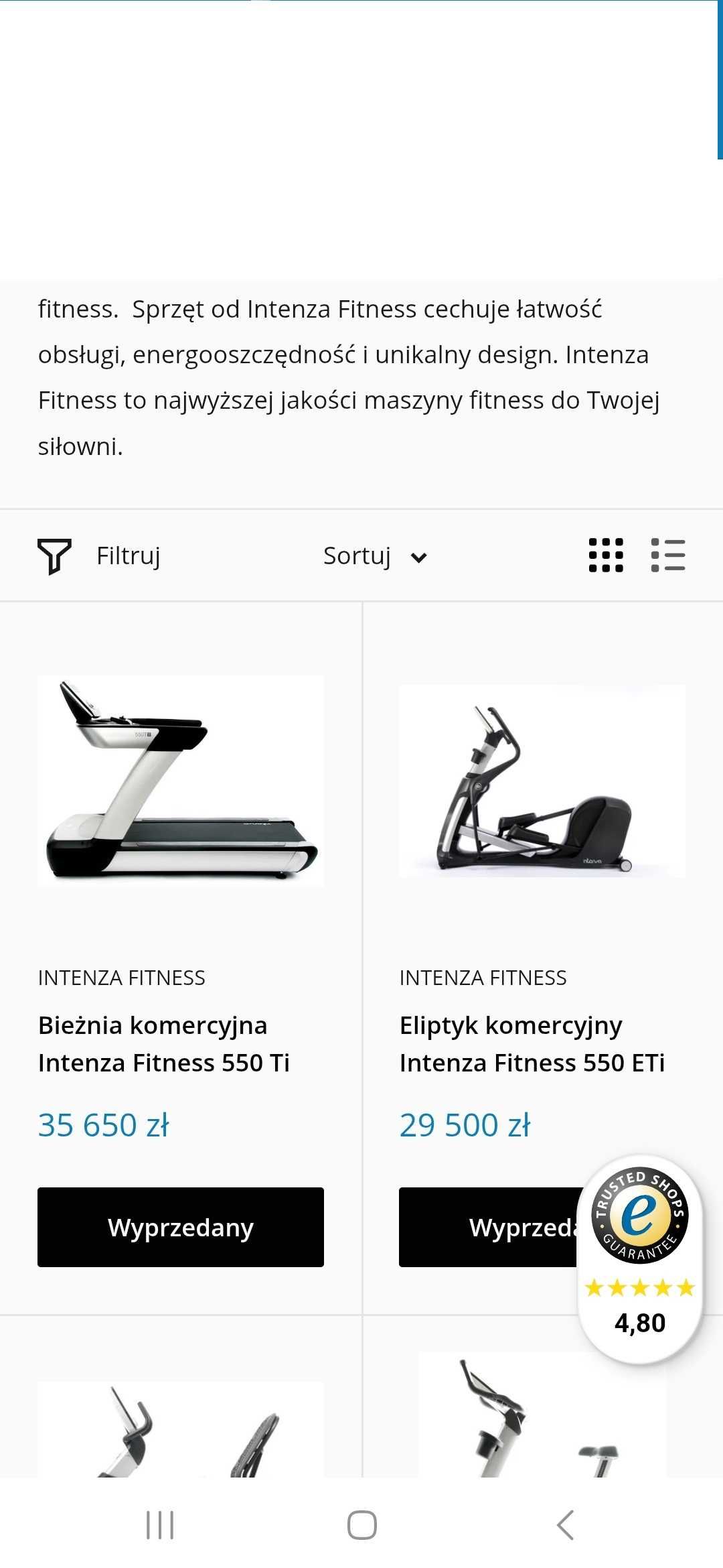 orbitrek intenza Eliptyk Komercyjny INTENZA FITNESS 550 ETi