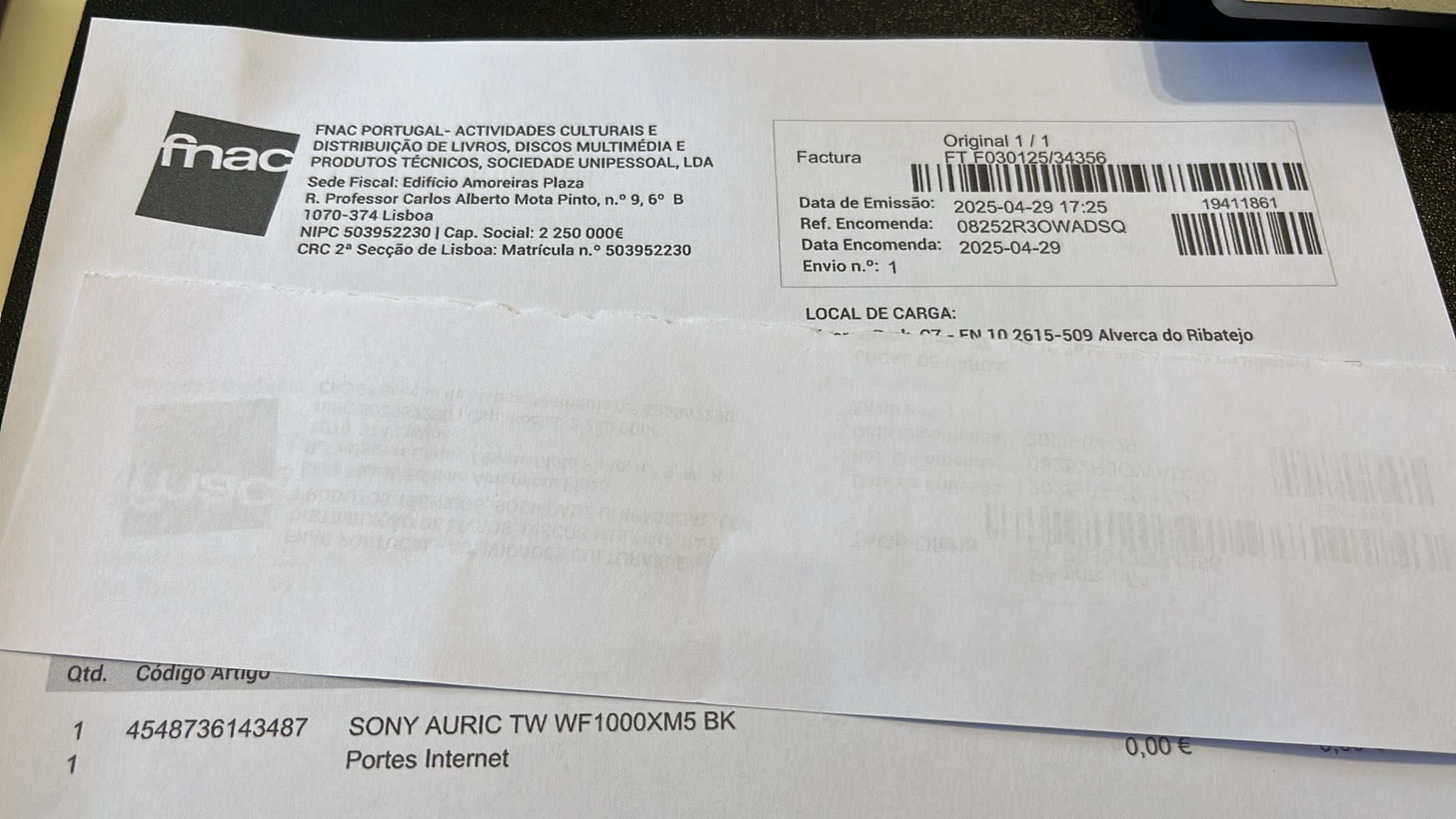 Auriculares com Noise Cancelling sem fios SONY WF-1000XM5 - Preto