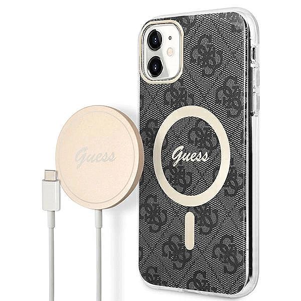 Etui Guess 4G Print MagSafe na iPhone 11 + ładowarka indukcyjna - czar