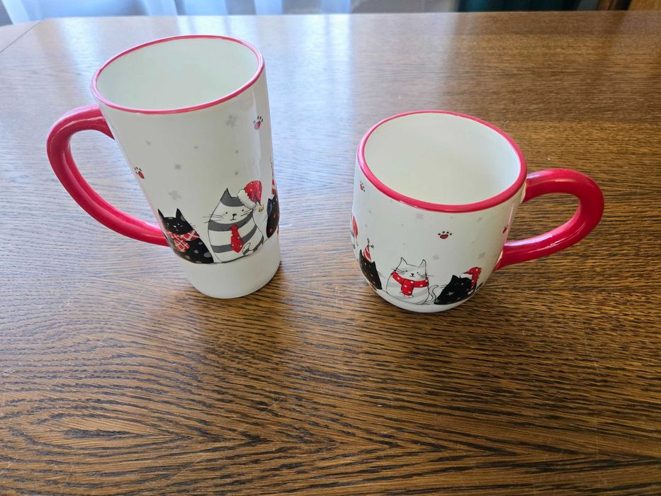 Dwa cudowne kubki świąteczne z kotami HOME&YOU