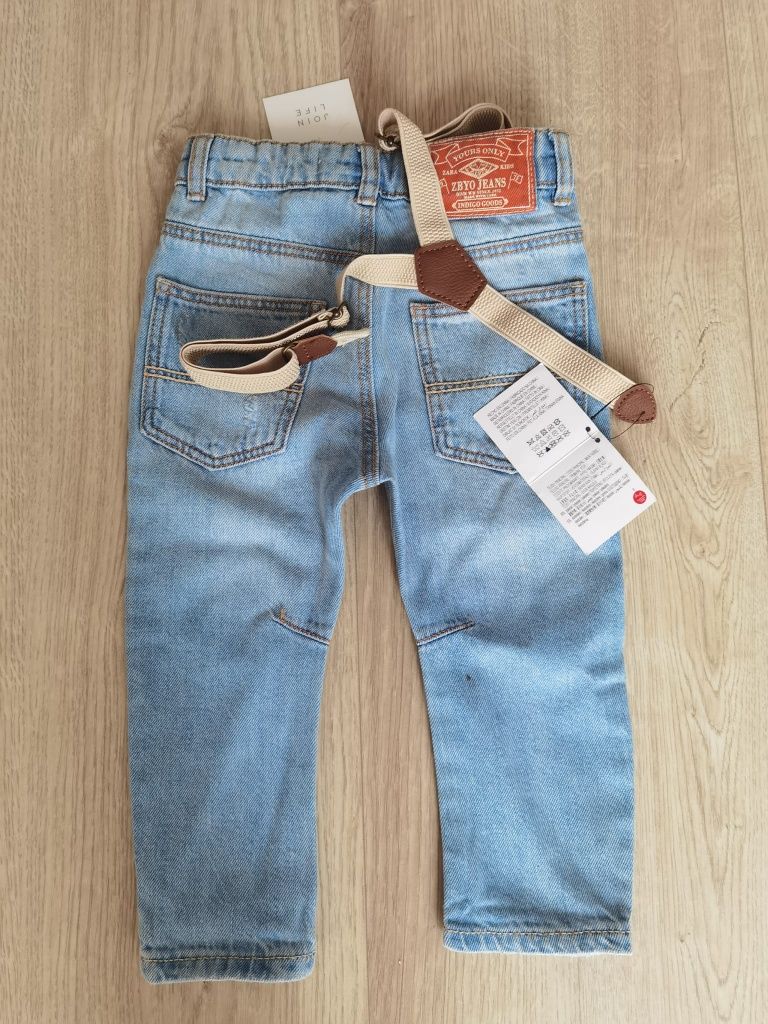 Nowe jeansy Zara z szelkami r. 92