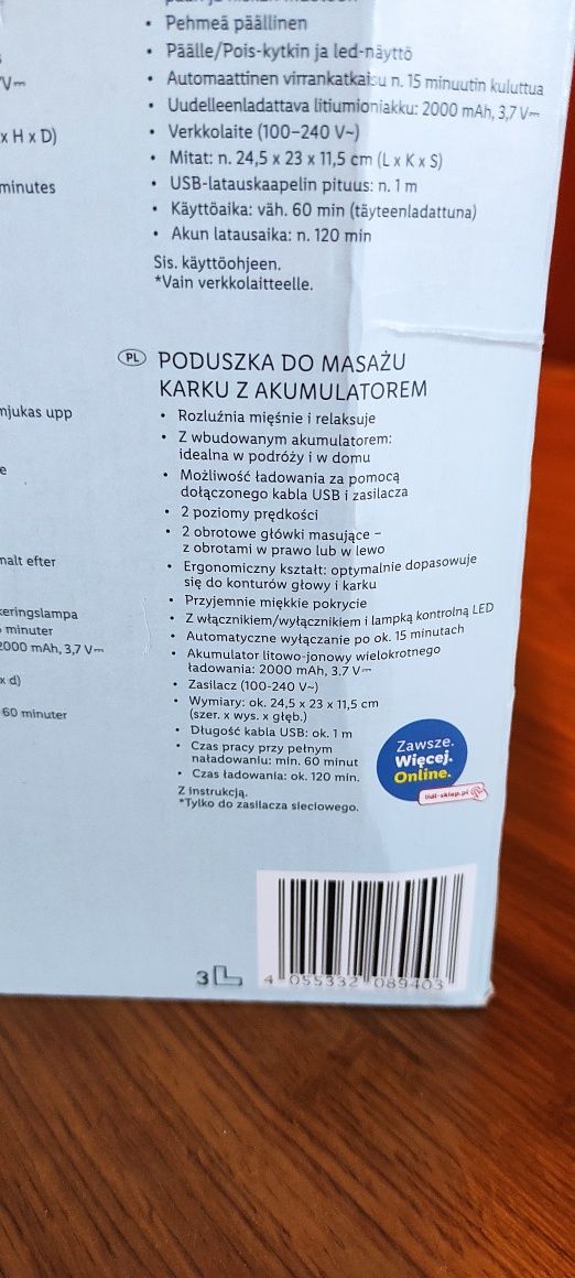 Poduszka do masażu z akumulatorem