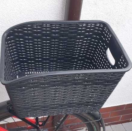 Kosz Rowerowy na Bagażnik Roweru Solidny Plastikowy z Uchwytem Czarny