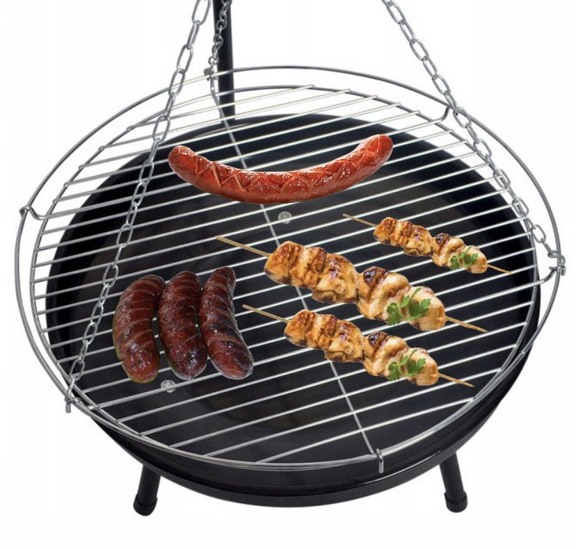 Grill wiszący trójnóg ogrodowy palenisko + ruszt 47 CM