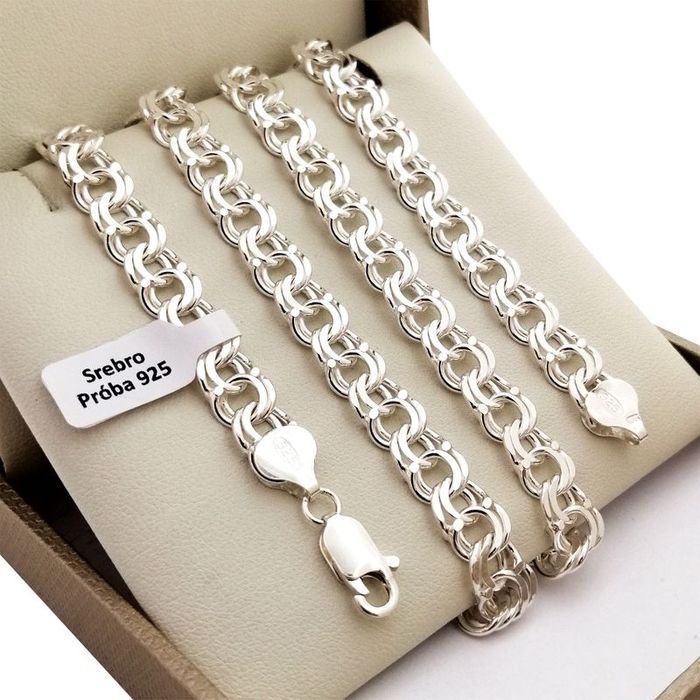 Elegancki Srebrny Męski Łańcuszek Garibaldi Pr. 925 Dla Taty Syna Dzia