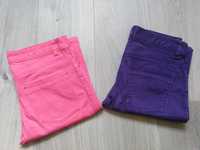 2x Spodnie różowe, fioletowe rozm 36, kolorowe damskie