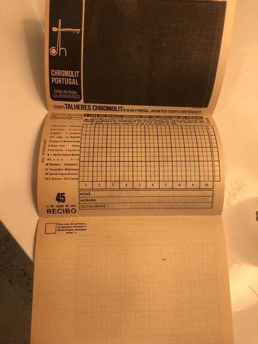 Boletim Totobola - 1975 - Taça Internacional - Novo