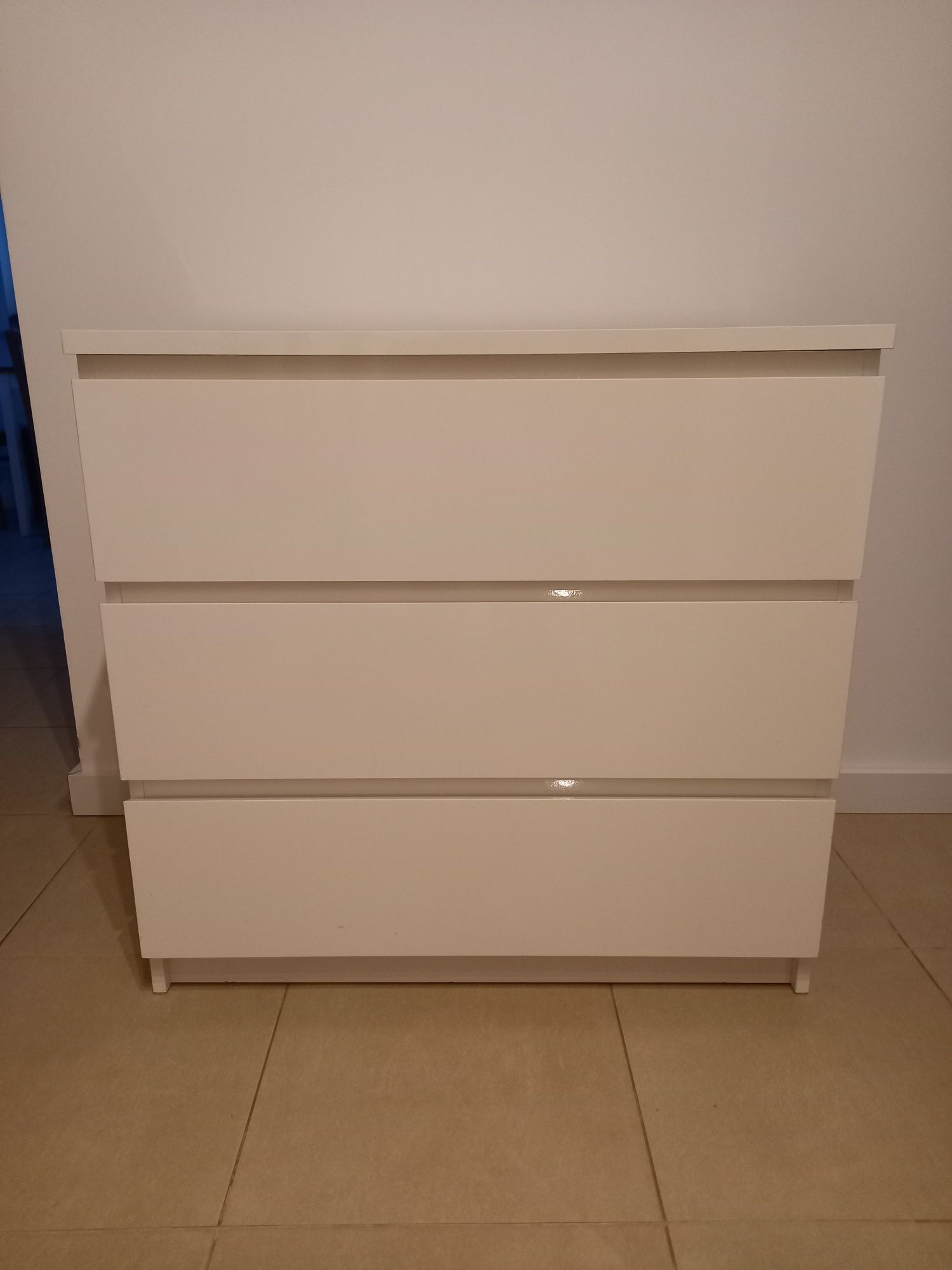 Komoda biała połysk Ikea Malm 3 szuflady