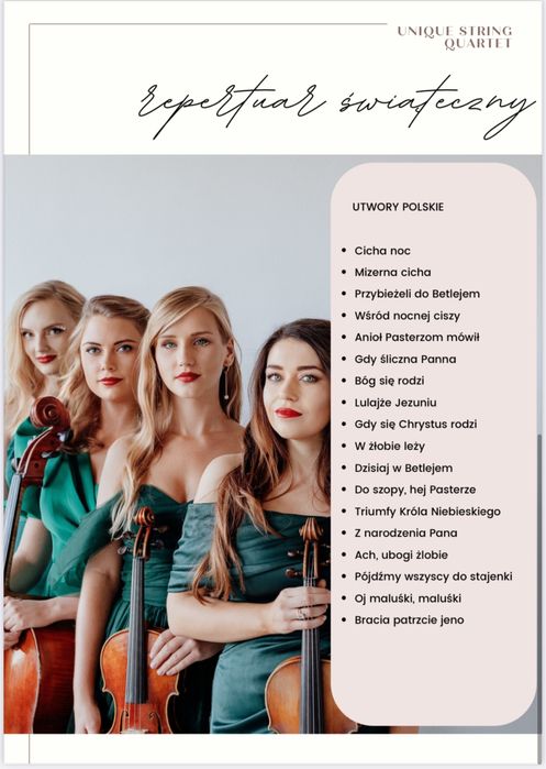 Kwartet smyczkowy na twojej wigilii firmowej! Cała Polska