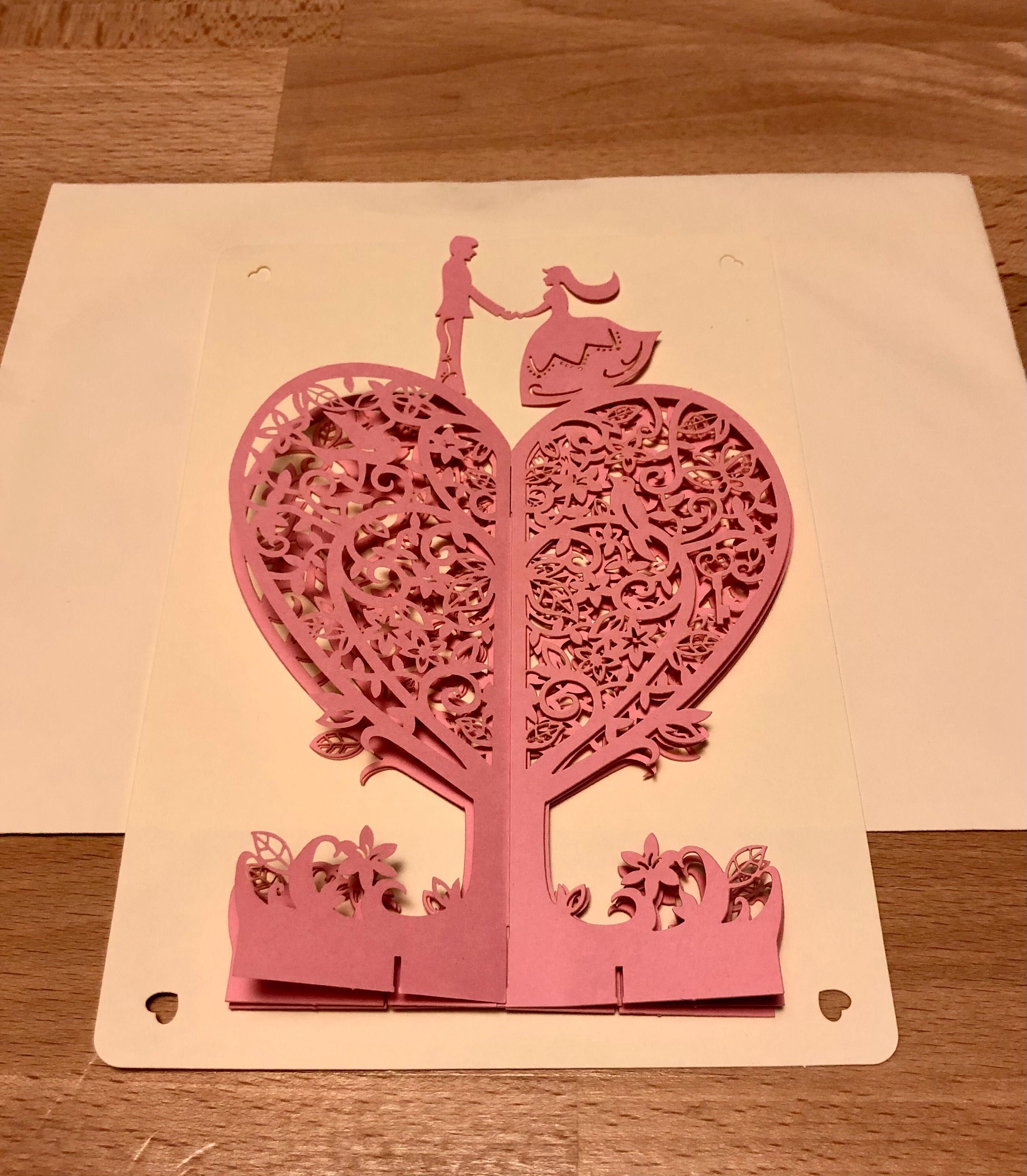 Prezent ślubny kartka 3D telegram ślub drzewo