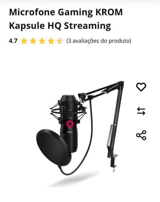 Microfone Gaming KROM KAPSULE HQ Streaming (NOVO)