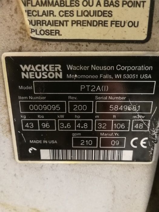 Pompa do brudnej wody motopompa WACKER NEUSON PT2A