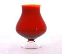 Rubinowy kielich wazon szkło vintage PRL POLSKI NEW LOOK
