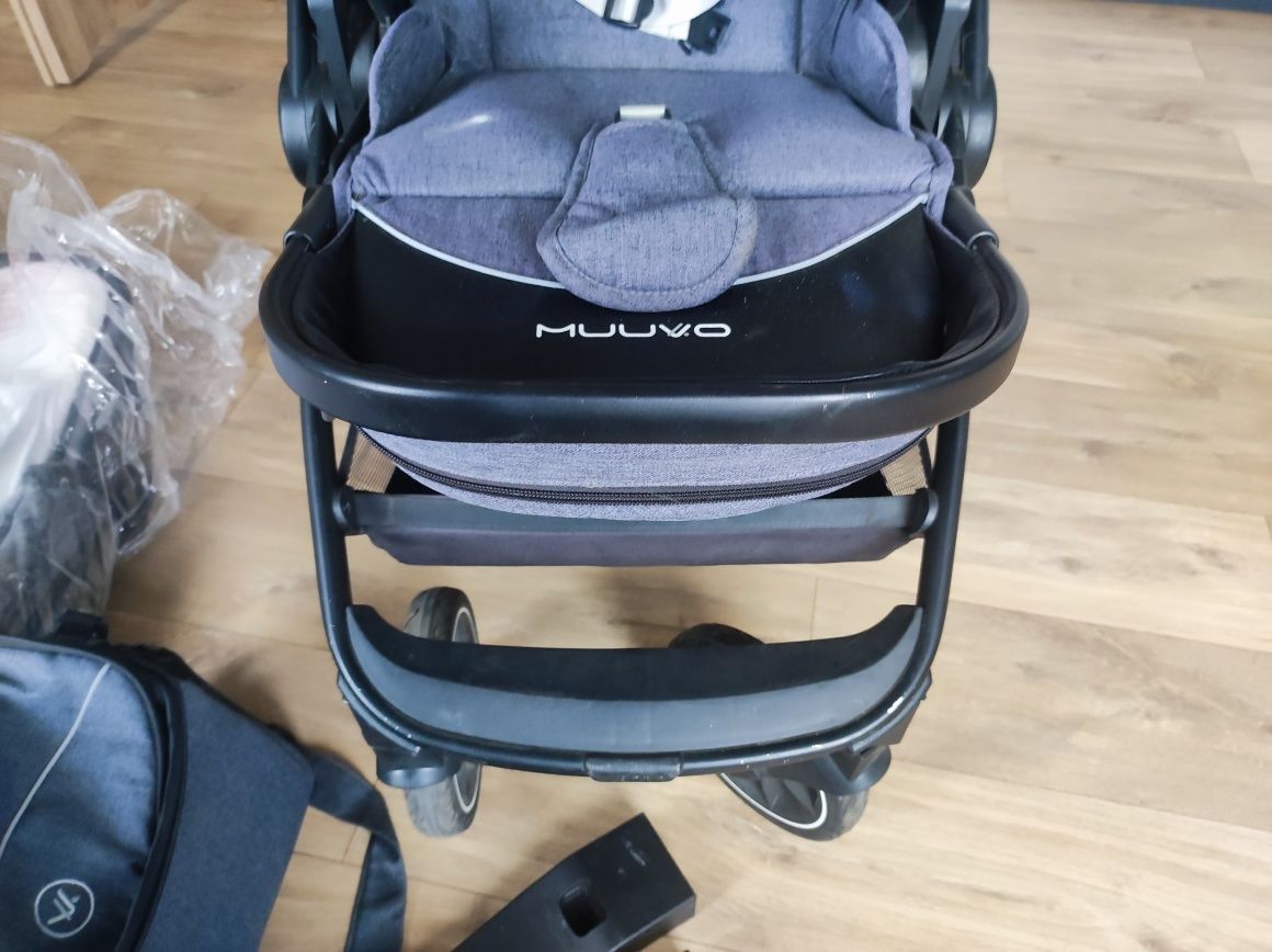 OKAZYJNIE Wózek muuvo 2.0 spacerowy gondola śpiwór komplet adaptery