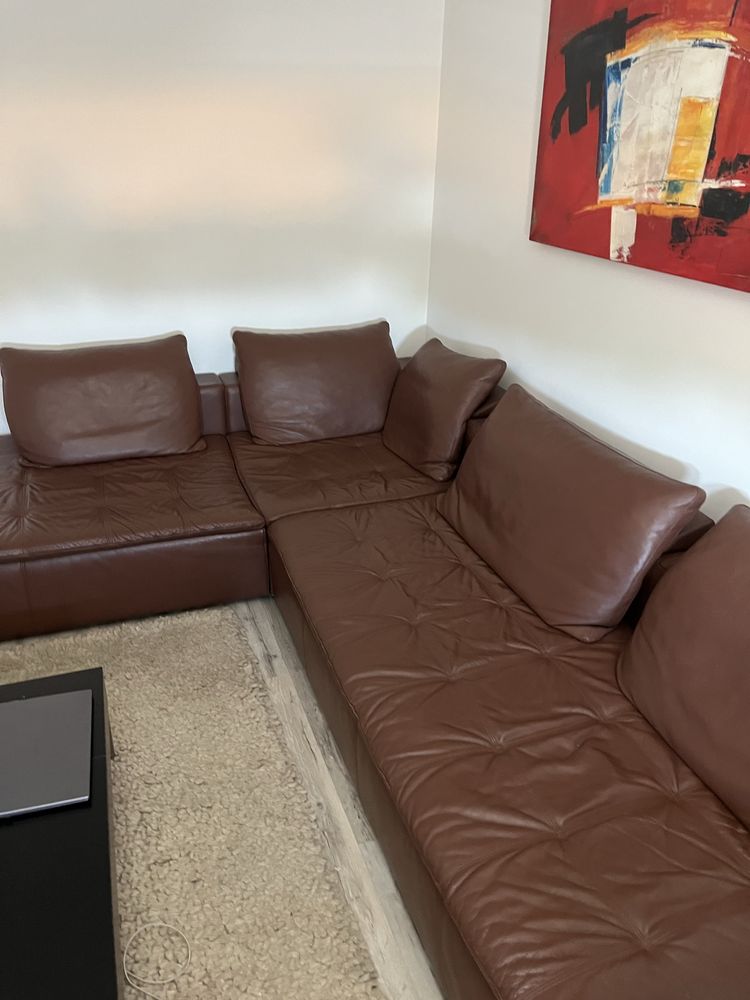 Sofá à medida de cabedal castanho - Bo Concept