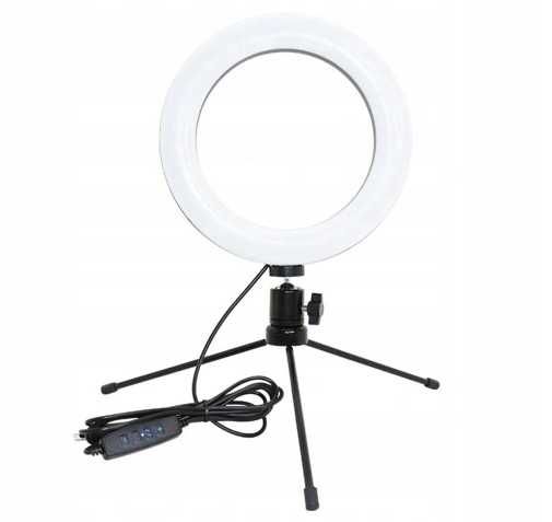 Lampa pierścieniowa LED Ring 16 cm z tripodem – do makijażu i zdjęć