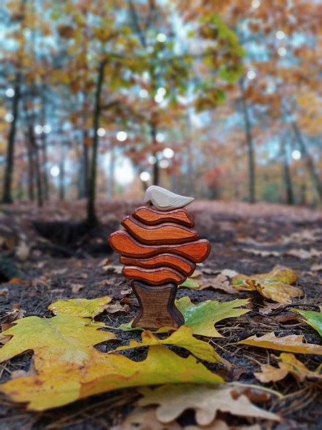 Konstruktor drewniany (układanka klocki), puzzle "Ptak na drzewie"