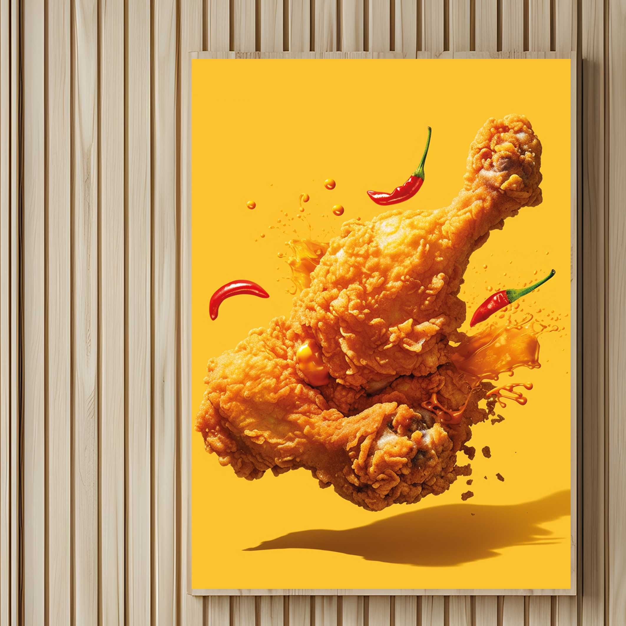plakat reklamowy kurczak w panierce, plakat do baru i restauracji