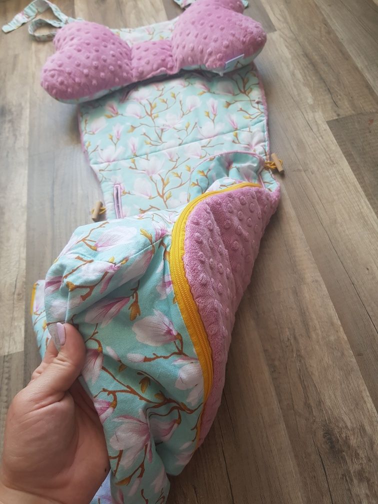 Śpiworek Lela Blanc do wózka wkładka z poduszką i przykryciem na nóżki
