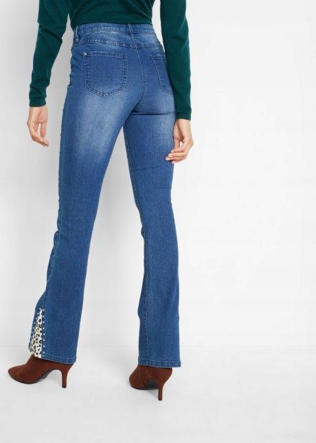 B.P.C jeansy bootcut z cętkami r.46