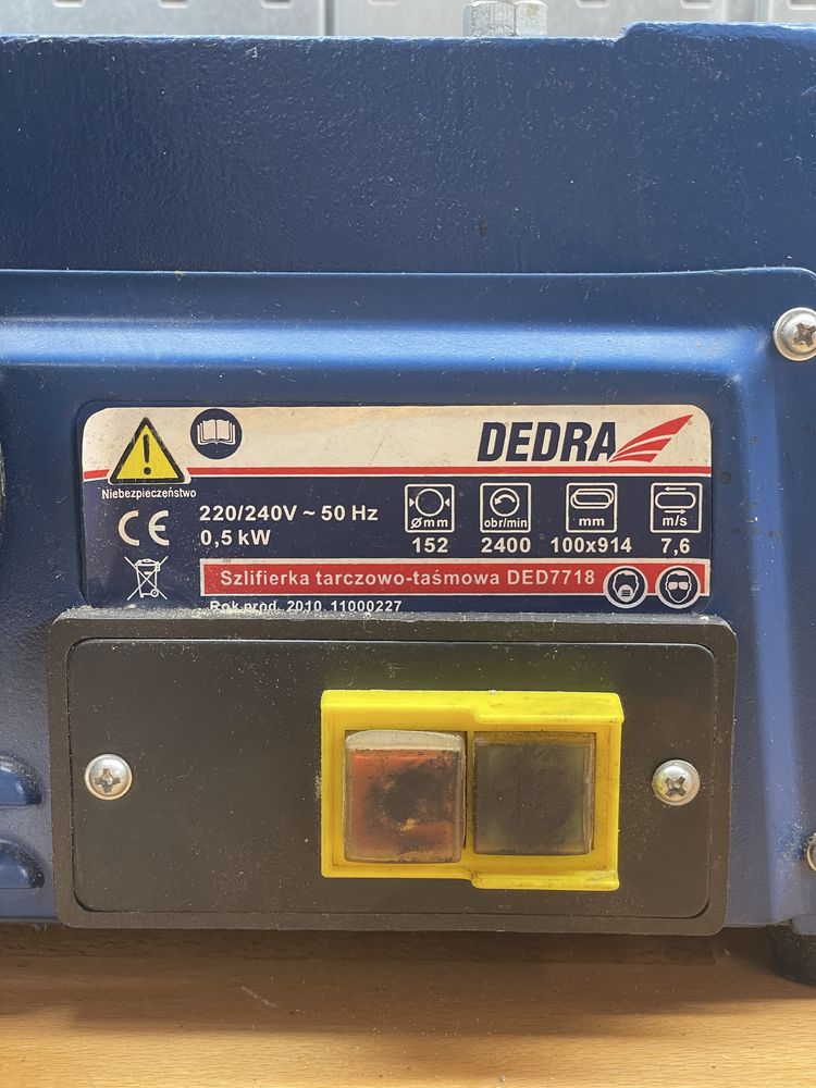 Szlifierka taśmowa tarczowa stołowa Dedra 500W 150mm do drewna + pasy