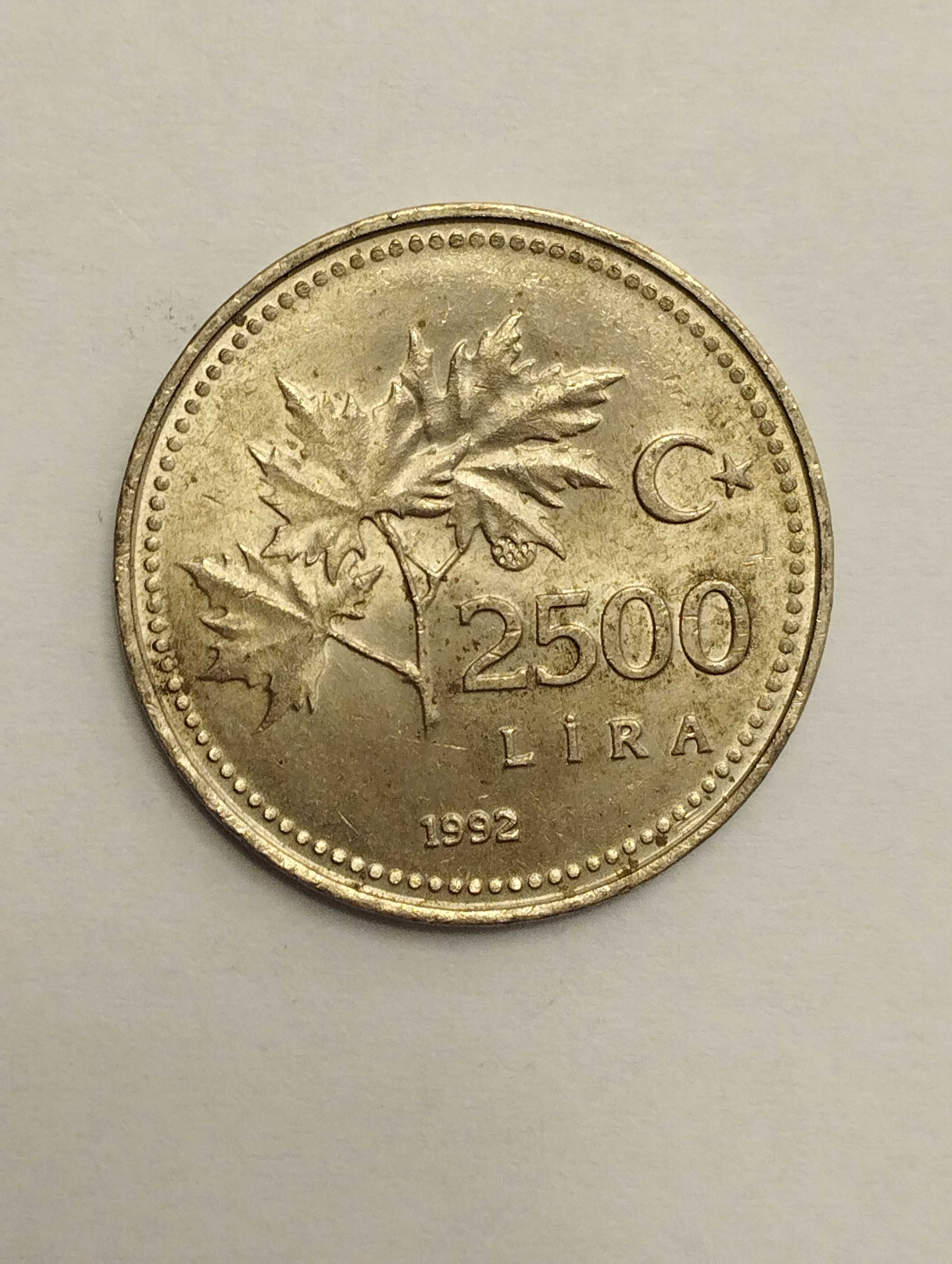 Sprzedam monetę Turcja 2 500 lira 1992r. stan db.