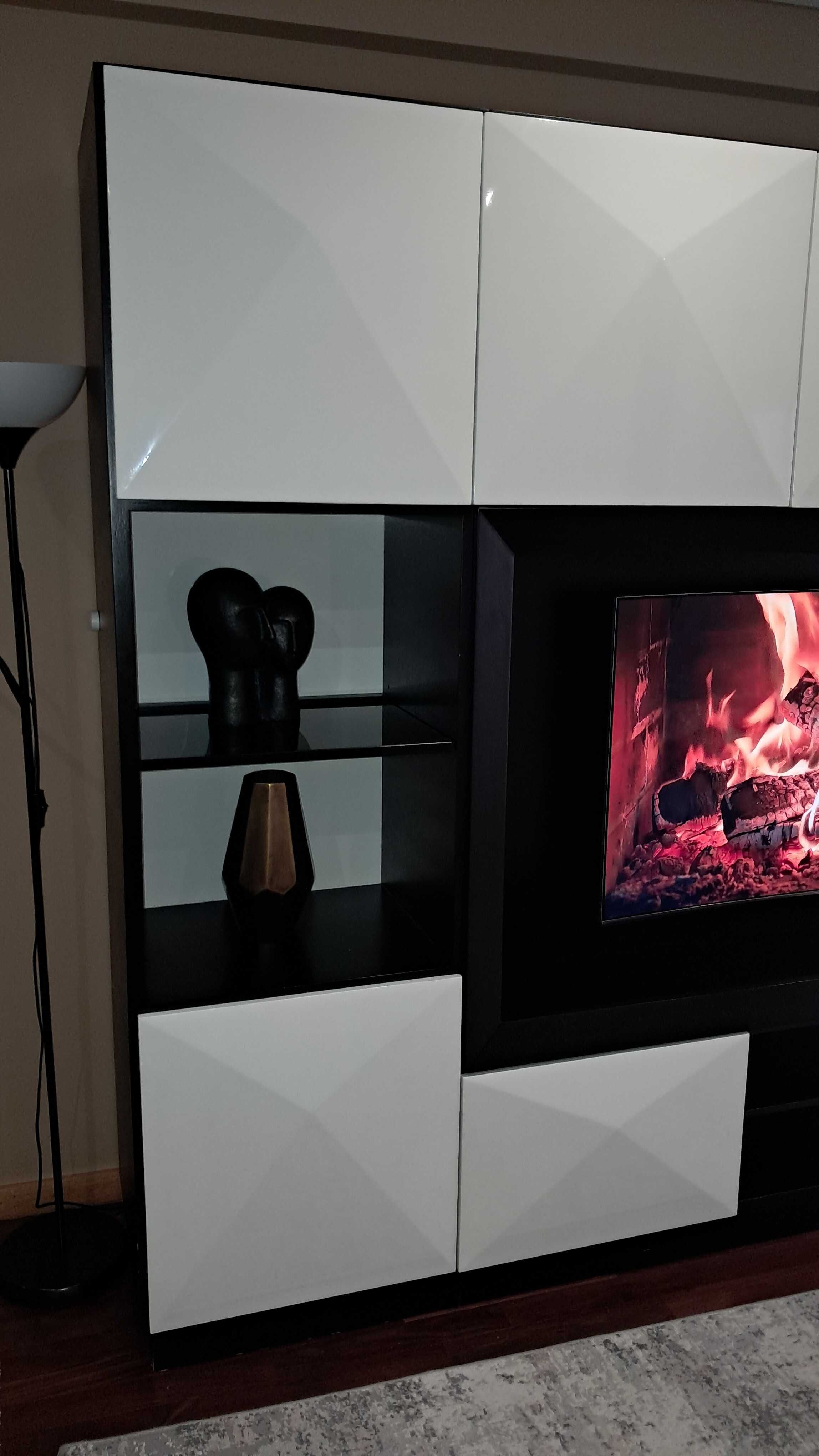 Movel TV em MDF Lacado a Branco e Preto