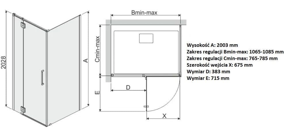 Sanplast Space Line kabina prysznicowa 80x110 cm lewa KNDJ2L NOWA