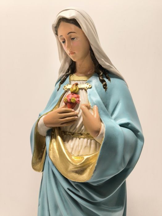 Figura Matki Boskiej 61 cm, po naprawie, odmalowana i pozłocona