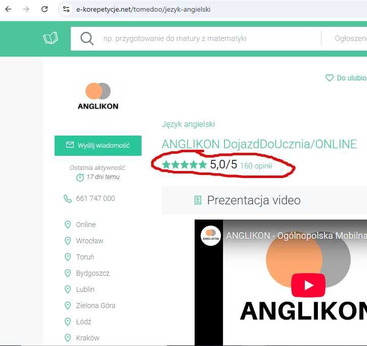 Korepetycje ANGIELSKI | DOJAZD | ONLINE | Lekcje Język Angielski