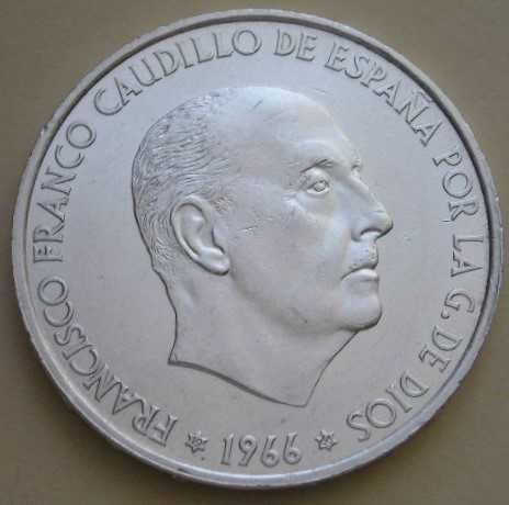 Hiszpania 100 peset 1966 - Francisco Franco Caudillo - srebro