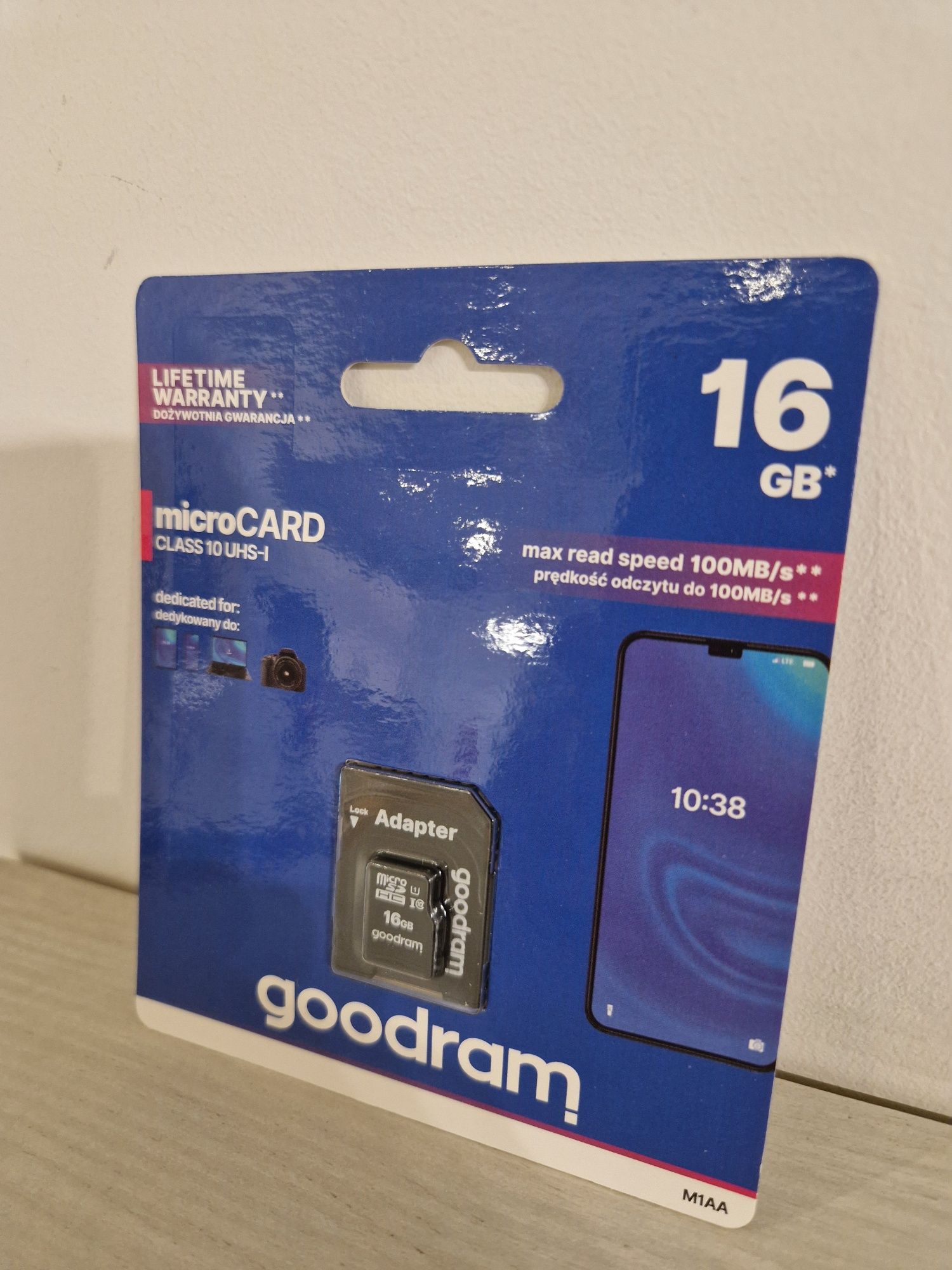 Karta pamięci micro sd GOODRAM - 16GB z adapterem UHS I CLASS 10 100MB
