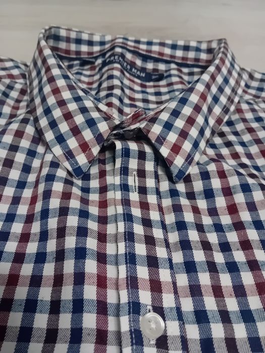 #premier man koszula w kratkę granatowa burgundowa 3XL