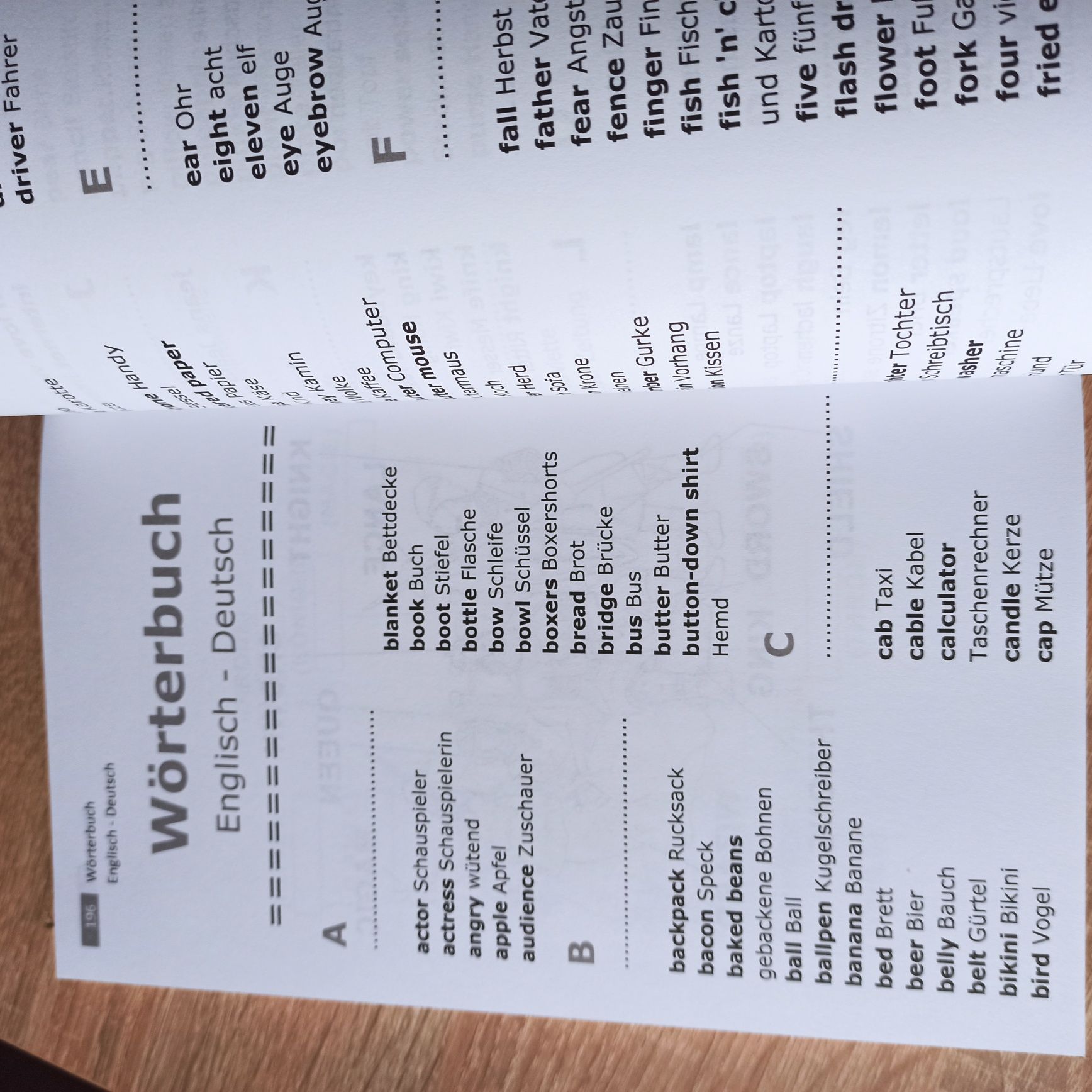 Bildwörterbuch, słownik obrazkowy angielski niemiecki