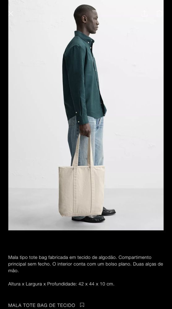 Mala Tote Bag De Tecido Zara NOVO