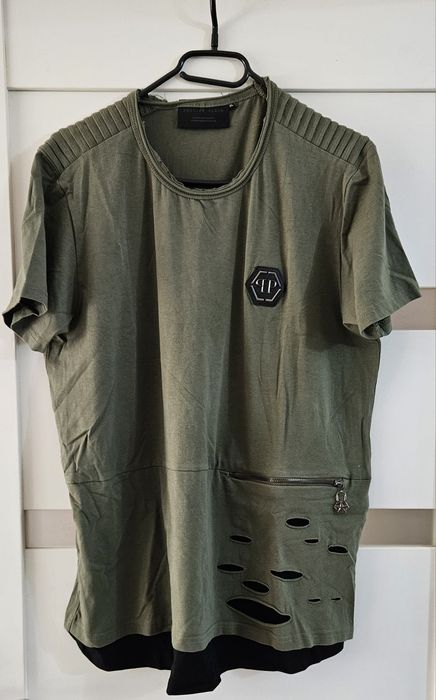 Philip plein L piękna koszulka t shirt khaki zielona limited edition