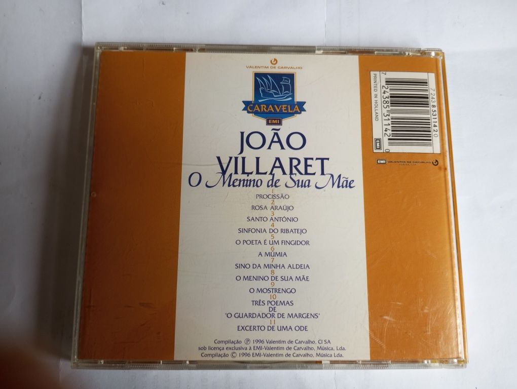 João Villaret–O Menino De Sua Mãe 1996,CD EMI Caravela Valentin Car