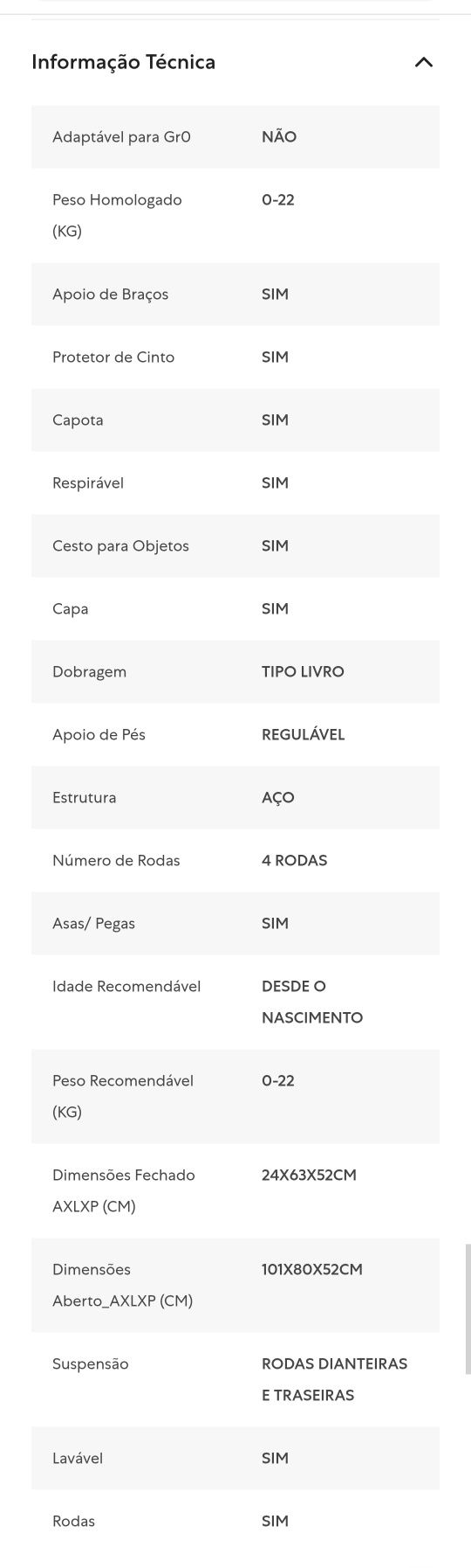 Carrinho de bebé que dá para cabine de avião
