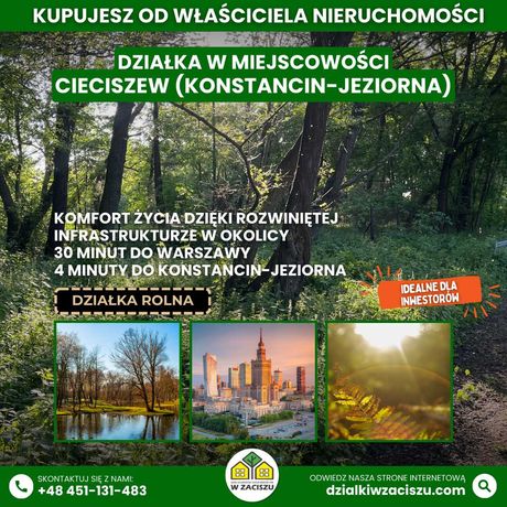 Działka Cieciszew - Konstancin-Jeziorna - 30 min Warszawa - natura