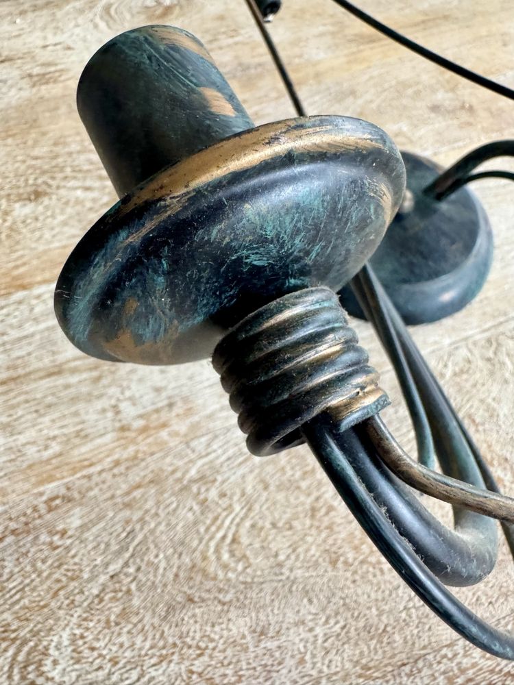 Kinkiet metal czarny szmaragd, stare złoto Scandi Loft Glamour Shabby
