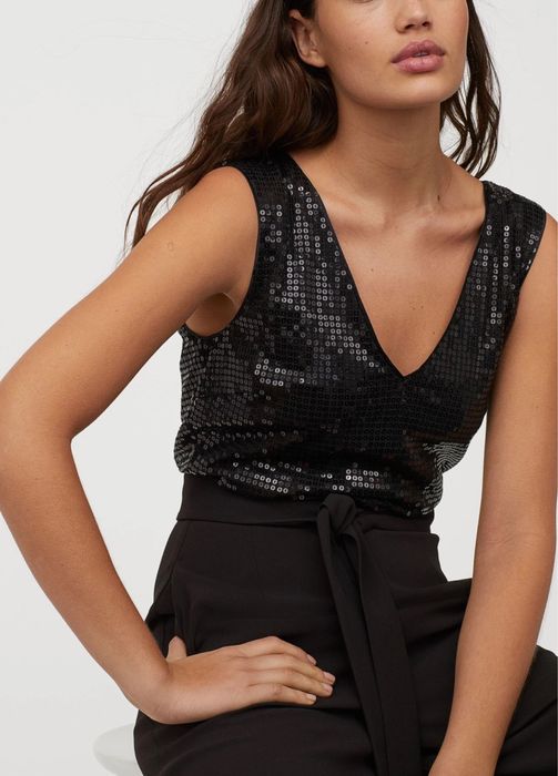 Комбинезон-платье (комбінезон) H&M  с паетками, черный. Классический