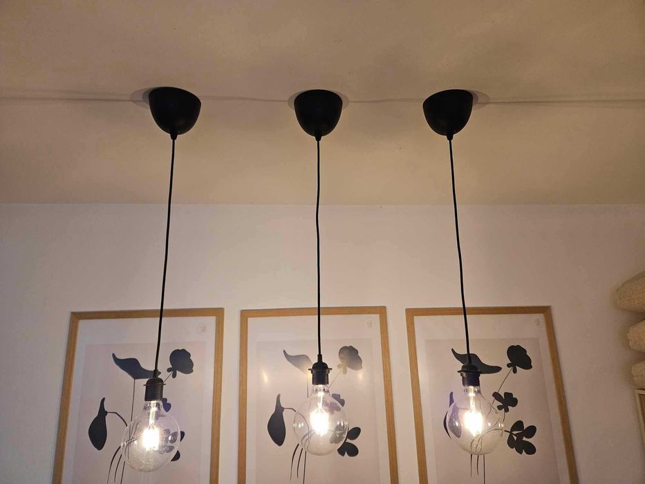 3 lampki, lampy wiszące Loft