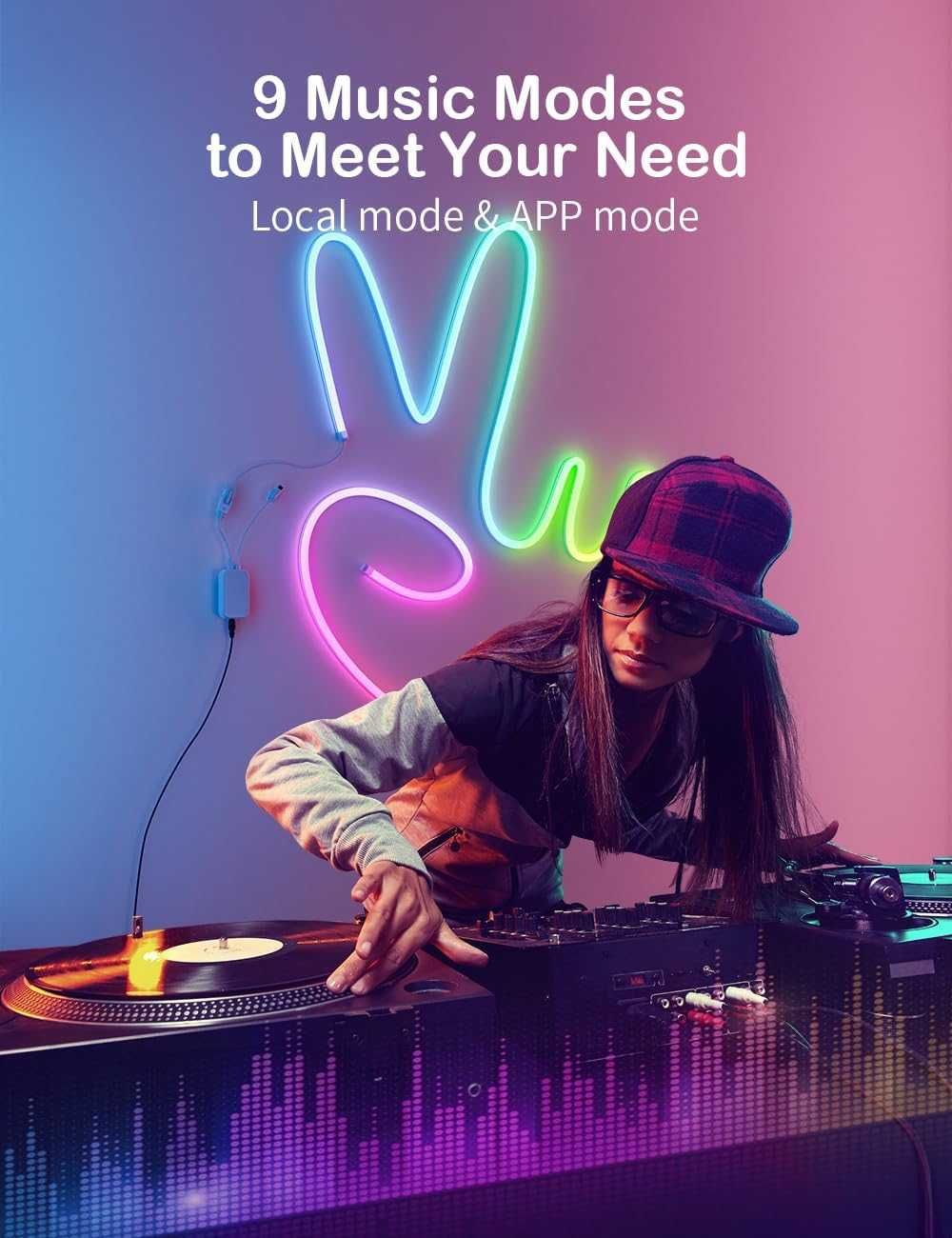 Faixa Smart LED Néon Flexível, RGB, com App e Sincronização Musical 3m