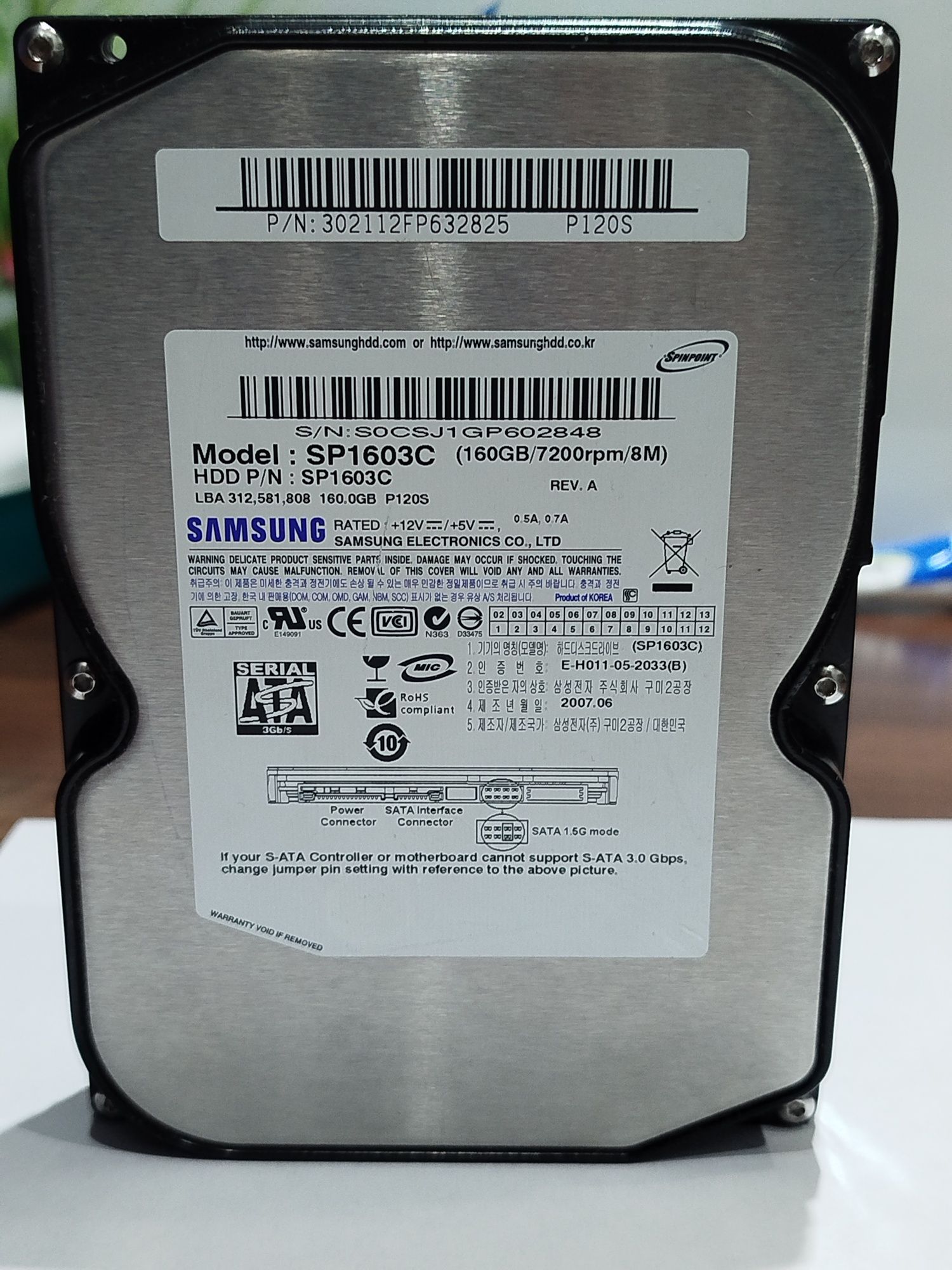 Dysk twardy Samsung SP1603C+ kabel SATA