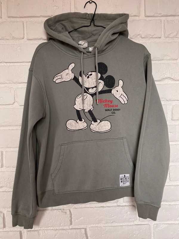 Zielona szara bluza mickey mouse walt disney H&m rozmiar s z kapturem